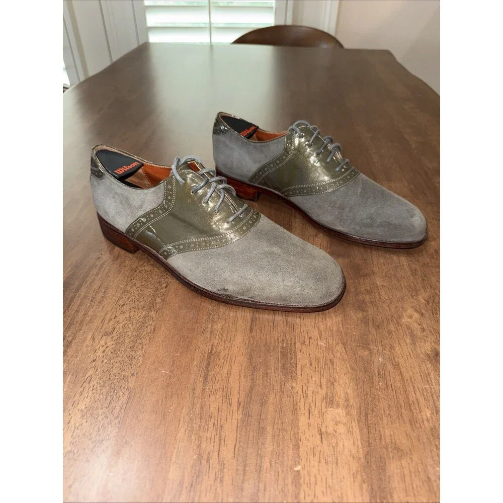 Florsheim by Duckie Brown Olive Suede & Patent Cap Toe OxfordsMen's Size 10.5D